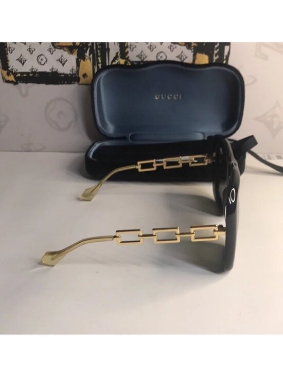 New Authentic Gucci Black Oversized Sunglasses GG0499S 001 main image 6
